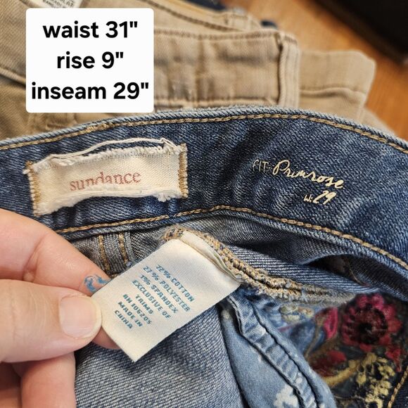 Sundance Catalog Bohemian Primrose Fit Floral Embroidered Denim Size 29 Jeans - Picture 2 of 6